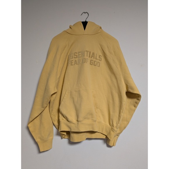 Fear of God Essentials Other - Fear of God Essentials Hoodie Yellow Lemonade Logo Pullover Sweatshirt Mens L